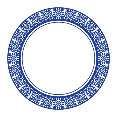 Yuvarlak çerçeve desenli çiçek deseni. Halka şekli. Botanik, doğal tema. Dekorasyon, arka plan, ev dekorasyonu, seramik, kumaş, fayans için. dairesel kenar.