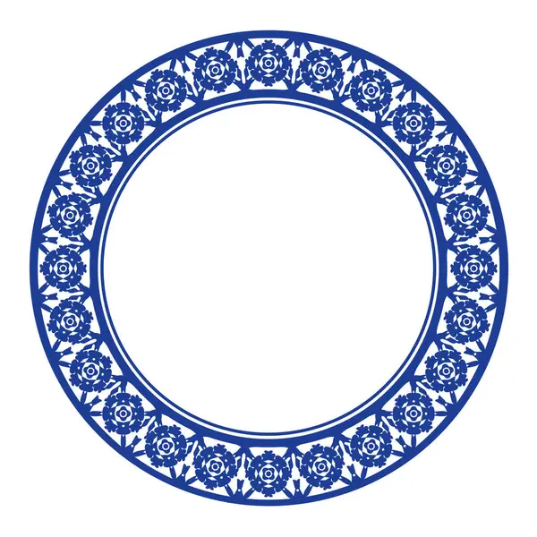 Yuvarlak çerçeve desenli çiçek deseni. Halka şekli. Botanik, doğal tema. Dekorasyon, arka plan, ev dekorasyonu, seramik, kumaş, fayans için. dairesel kenar.