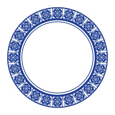 Yuvarlak çerçeve desenli çiçek deseni. Halka şekli. Botanik, doğal tema. Dekorasyon, arka plan, ev dekorasyonu, seramik, kumaş, fayans için. dairesel kenar.