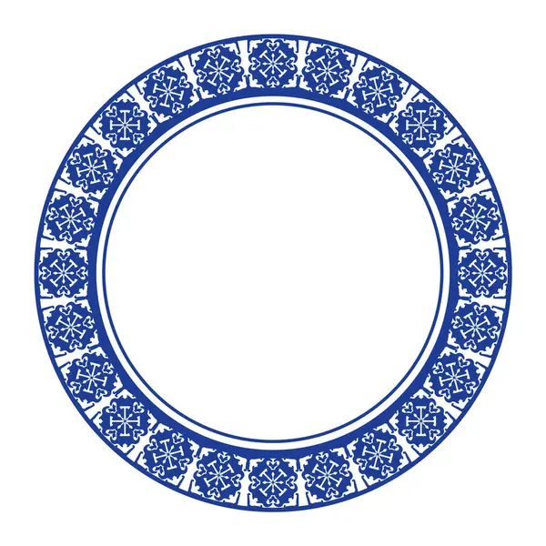 Yuvarlak çerçeve desenli çiçek deseni. Halka şekli. Botanik, doğal tema. Dekorasyon, arka plan, ev dekorasyonu, seramik, kumaş, fayans için. dairesel kenar.