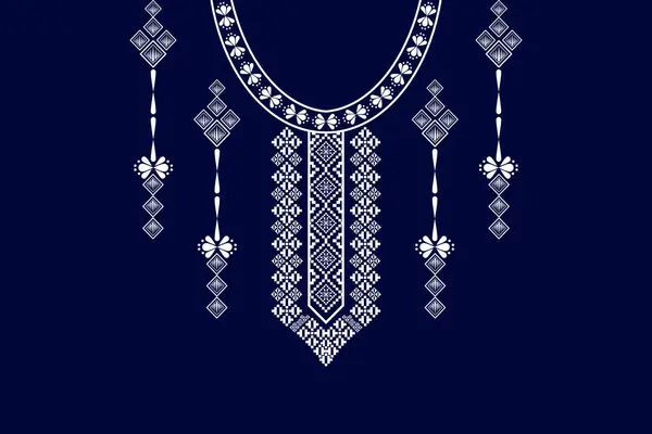 Geometrik etnik yaka çiçek desenli arka plan. Geleneksel. Dekorasyon, tekstil, kumaş, giysi.