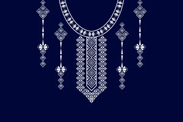 Geometric neckline flower pattern background. traditional style. decoration, textile, fabric, clothing.