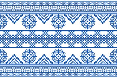 Geometrik renk çiçek desenli arka plan. Nakış stili. Tekrarlanan şekil ve sınır. Botanik ve doğal stil. çiçek tasarımı.