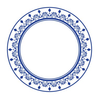 Yuvarlak çerçeve tasarımı. Halka şekli. Dekorasyon, arka plan, ev dekorasyonu, seramik, kumaş, fayans için. dairesel kenar.