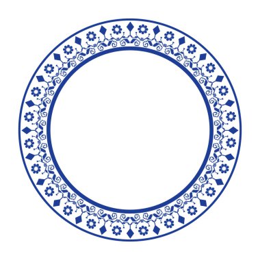 Yuvarlak çerçeve desenli çiçek deseni. Halka şekli. Botanik, doğal tema. Dekorasyon, arka plan, ev dekorasyonu, seramik, kumaş, fayans için. dairesel kenar.