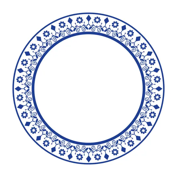 Yuvarlak çerçeve desenli çiçek deseni. Halka şekli. Botanik, doğal tema. Dekorasyon, arka plan, ev dekorasyonu, seramik, kumaş, fayans için. dairesel kenar.