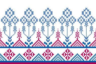 Geometrik renk çiçek desenli arka plan. Nakış stili. Tekrarlanan şekil. Botanik ve doğal stil. çiçek tasarımı.