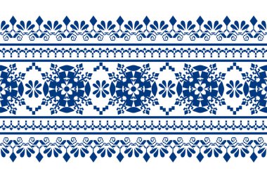 Geometrik renk çiçek desenli arka plan. Nakış stili. Tekrarlanan şekil ve sınır. Botanik ve doğal stil. çiçek tasarımı.