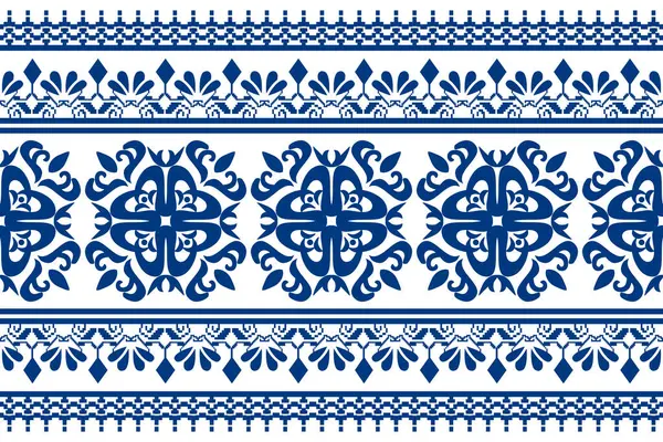 Geometrik renk çiçek desenli arka plan. Nakış stili. Tekrarlanan şekil ve sınır. Botanik ve doğal stil. çiçek tasarımı.