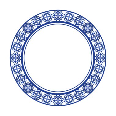 Yuvarlak çerçeve desenli çiçek deseni. Halka şekli. Botanik, doğal tema. Dekorasyon, arka plan, ev dekorasyonu, seramik, kumaş, fayans için. dairesel kenar.