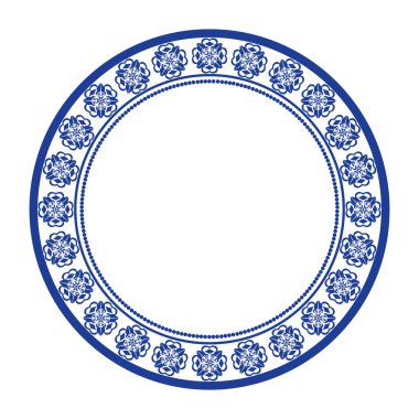 Yuvarlak çerçeve desenli çiçek deseni. Halka şekli. Botanik, doğal tema. Dekorasyon, arka plan, ev dekorasyonu, seramik, kumaş, fayans için. dairesel kenar.