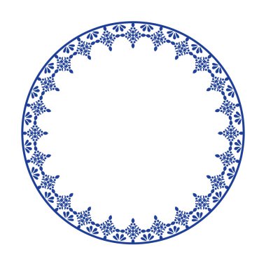 Yuvarlak çerçeve desenli çiçek deseni. Halka şekli. Botanik, doğal tema. Dekorasyon, arka plan, ev dekorasyonu, seramik, kumaş, fayans için. dairesel kenar.