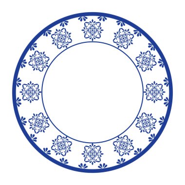 Yuvarlak çerçeve desenli çiçek deseni. Halka şekli. Botanik, doğal tema. Dekorasyon, arka plan, ev dekorasyonu, seramik, kumaş, fayans için. dairesel kenar.