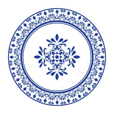 Round frame. floral design. ring shape. botanical natural theme. for decoration, background, home decor, ceramic, fabric, tile. circular border.