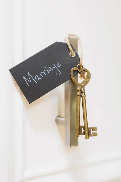 stock image Key to Marriage Concept Heart Shaped Vintage Skeleton Keys