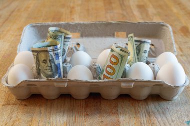 Artan Yaşam Maliyeti, Yumurtalar, Market Fiyatları, Enflasyon, Dolar Faturaları Konsepti