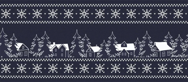 Fundo Natal Padrão Férias Inverno Fronteira Sem Costura Silhuetas Brancas — Vetor de Stock