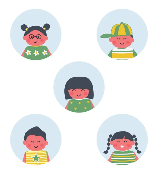 Set Children Icons Five Different Images Children Baby Girls Baby — Stock Vector