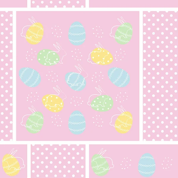Easter Background Seamless Abstract Pattern Easter Bunnies Eggs Pink Background — Stock Vector