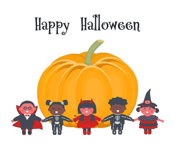 Vorlage Für Eine Halloween Party Für Kinder Kinder Halloween Kostümen — Stockvektor