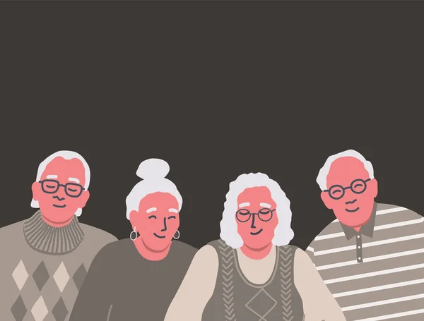 先輩男性と先輩女性が一緒に立っています 高齢者のコミュニティ ベクターイラスト ロイヤリティフリーのストックイラスト