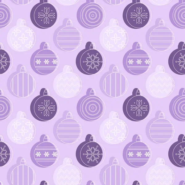 Noel Soyut Geçmişi. Noel Baloları Süsleme Şablonu. Noel Süslü Kusursuz Renksiz Geometrik Yazıcı. Siluetler. Moda Düz Stil Bg. Mor, Pembe, Beyaz Vektör