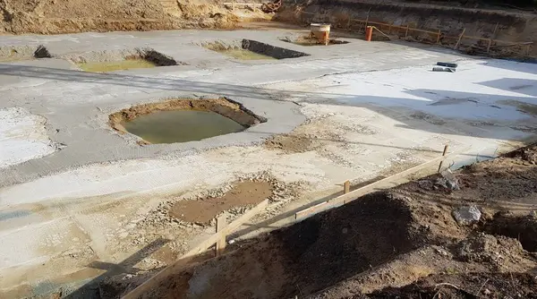 stock image New foundation for an underground car park in a new building in Hanover, Germany.