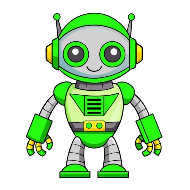 Çizgi film Yeşil Robot Çizimi 