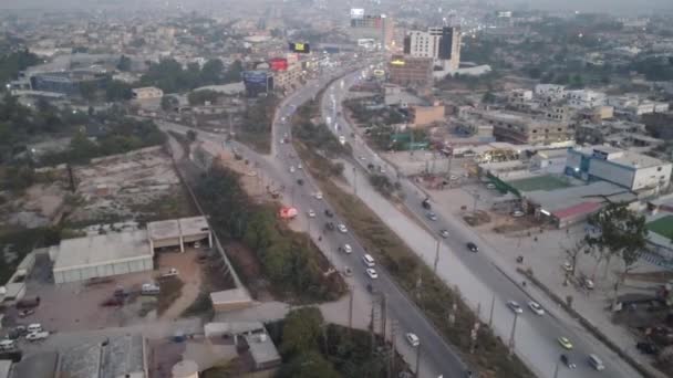 Βραδινή Ώρα Top Road Drone View Rush Hour Rawalpindi Πακιστάν — Αρχείο Βίντεο