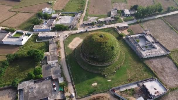 Buddhist Stupa Located Mankiala Village Religious Site Buddhist Religion Drone — Stock Video