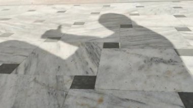 Bir adam gölgesi baş parmaklarını gösteriyor