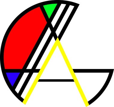 A harfli yaratıcı vektör logosu marka kimliği için canlı renkli kutularla çevrili