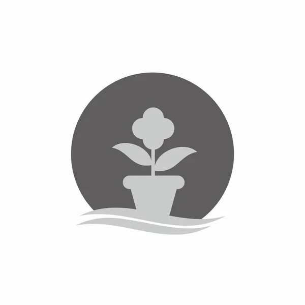 Pot Fleur Minimaliste Gris — Image vectorielle