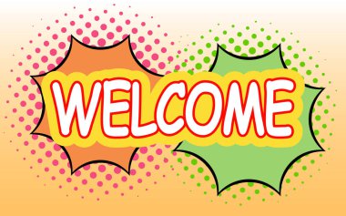 Hoş geldiniz metin logosu yaratıcı şirket simgesi tasarımı şablonu modern arkaplan