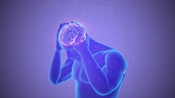 3D概念的な人間の頭部の苦痛 — ストック動画