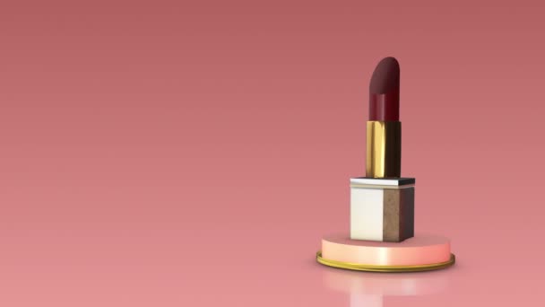 Maroon Lipstick Tube Beauty Industry Concept — Stock Video