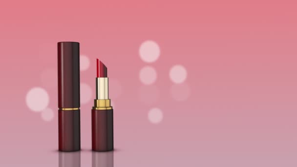 Warna Merah Maroon Lipstik Kemasan Dengan Tutup Yang Terbuka — Stok Video