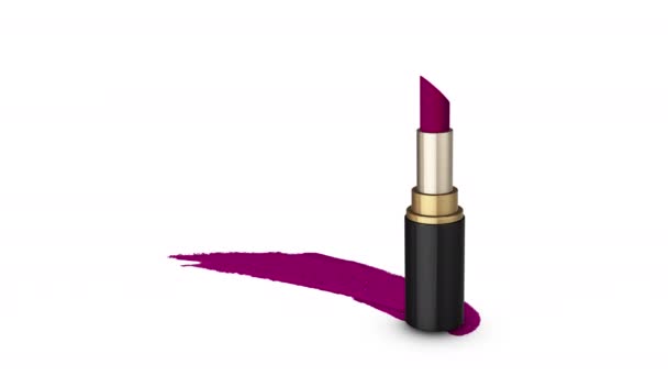 Wijn Glanzende Gekleurde Lippenstift Met Kleur Beroerte — Stockvideo