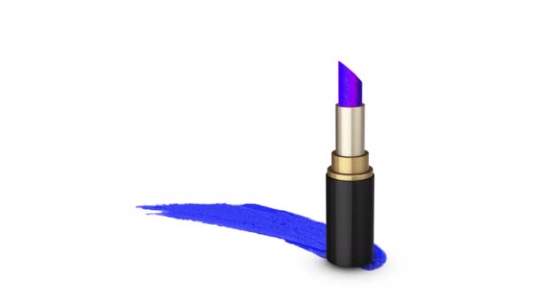 Blauer Schimmernder Lippenstift Mit Farbstrich — Stockvideo