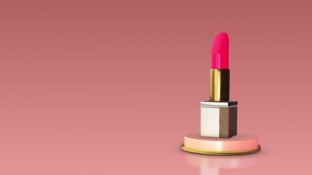Pinkfarbener Lippenstift Konzept Der Schönheitsindustrie — Stockvideo