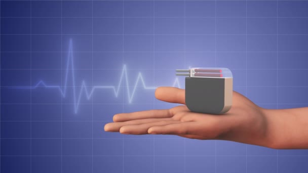 Batimentos Cardíacos Pacemaker Girando Mão — Vídeo de Stock