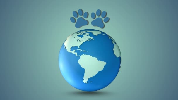 犬の足と地球のステスコープを使用して 国民狂犬病の日のためのコンセプト — ストック動画