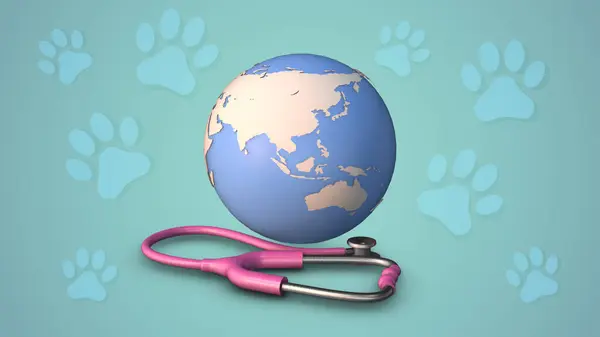3d animation of the earth and stethoscope