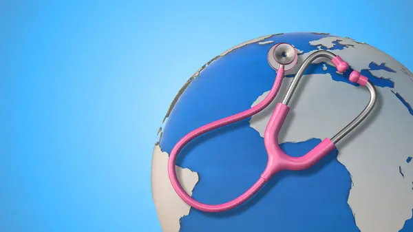 3d animation of the earth and stethoscope