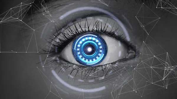 Macro eye with high technology with plexus
