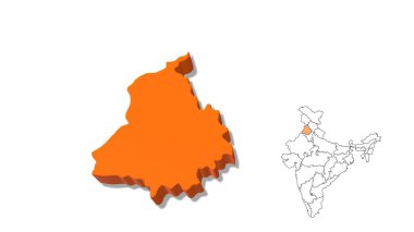 India Map Showing Punjab State in Detail clipart