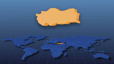 Türkiye 'yi Detaylı Gösteren Dünya Haritası.