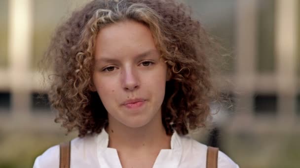 Portrait Teenage Girl Putting Protective Mask Close — Vídeos de Stock