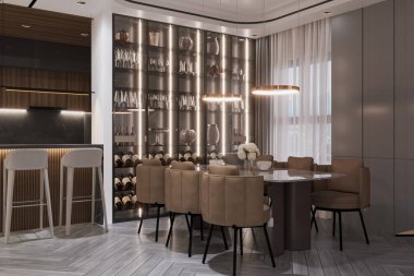 Modern yemek masası düzenlemeleri akıllı yaşam fikirleri, masa tahsisi, duvar sefl setleri için.