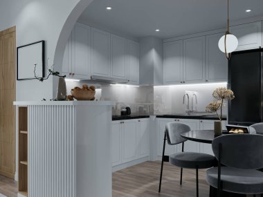 Klasik ve Modern Mutfak ve Yaratıcı Düşünceleri Olan Küçük Yemek Düzenleme Fikri